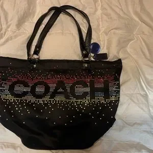 Coach | Bags | Black Coach Multi Rhinestone Holiday Poppey Shoulder ...